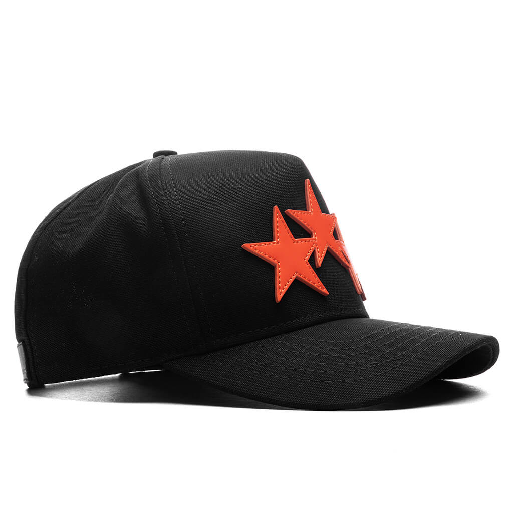 3 Star Canvas Hat - Black Orange - Image 3