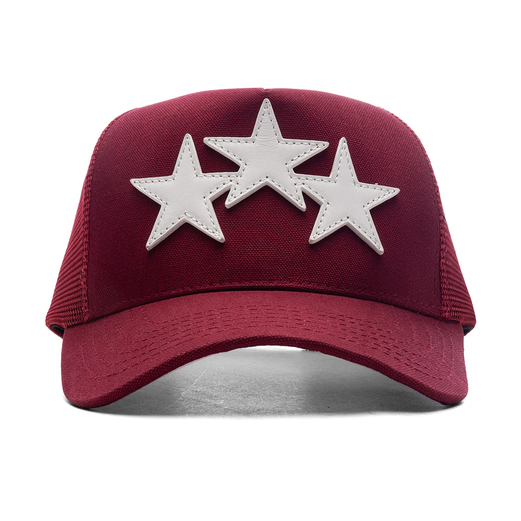 3 Star Trucker Hat - Burgundy