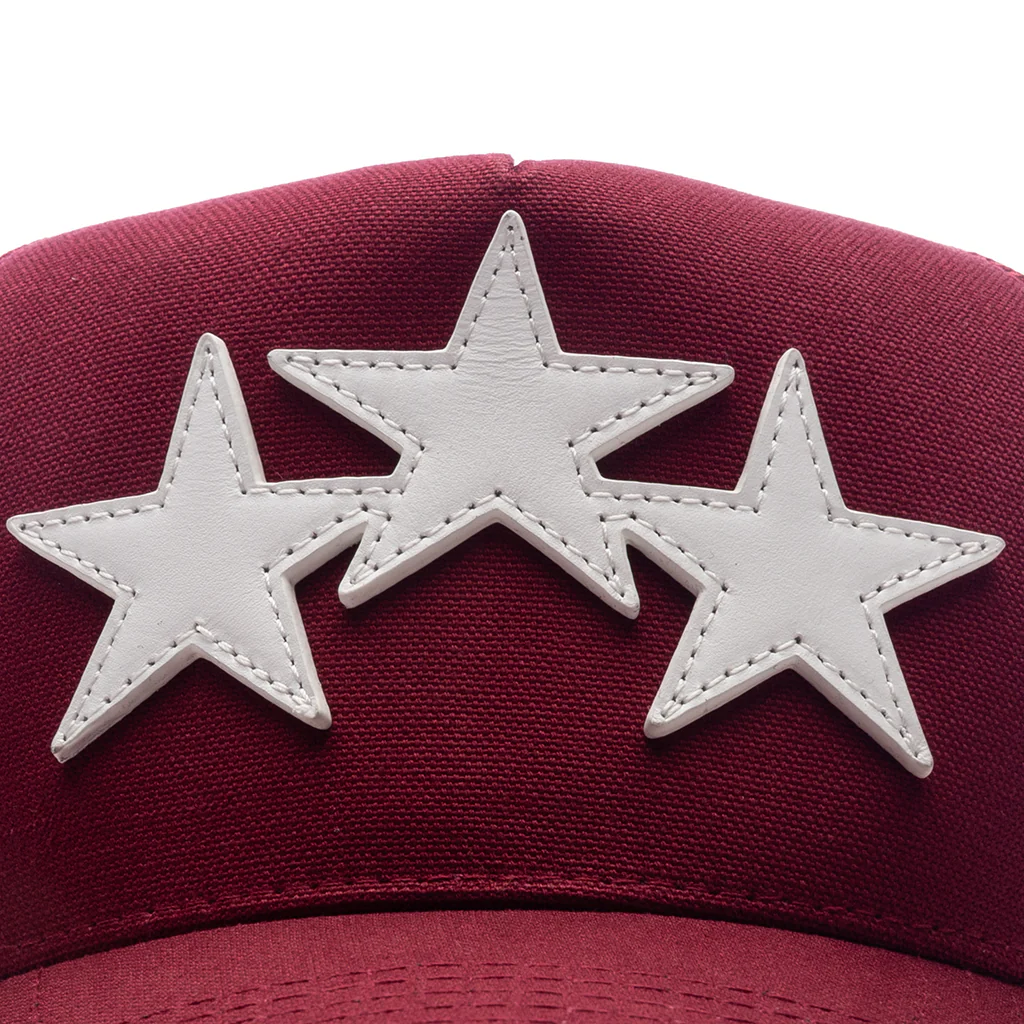 3 Star Trucker Hat - Burgundy - Image 2