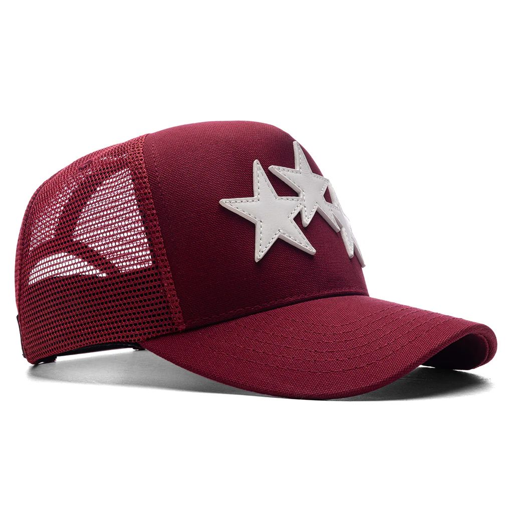 3 Star Trucker Hat - Burgundy - Image 3