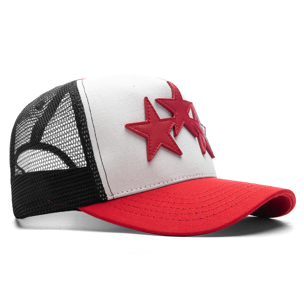 3 Star Trucker Hat - Red - Image 3