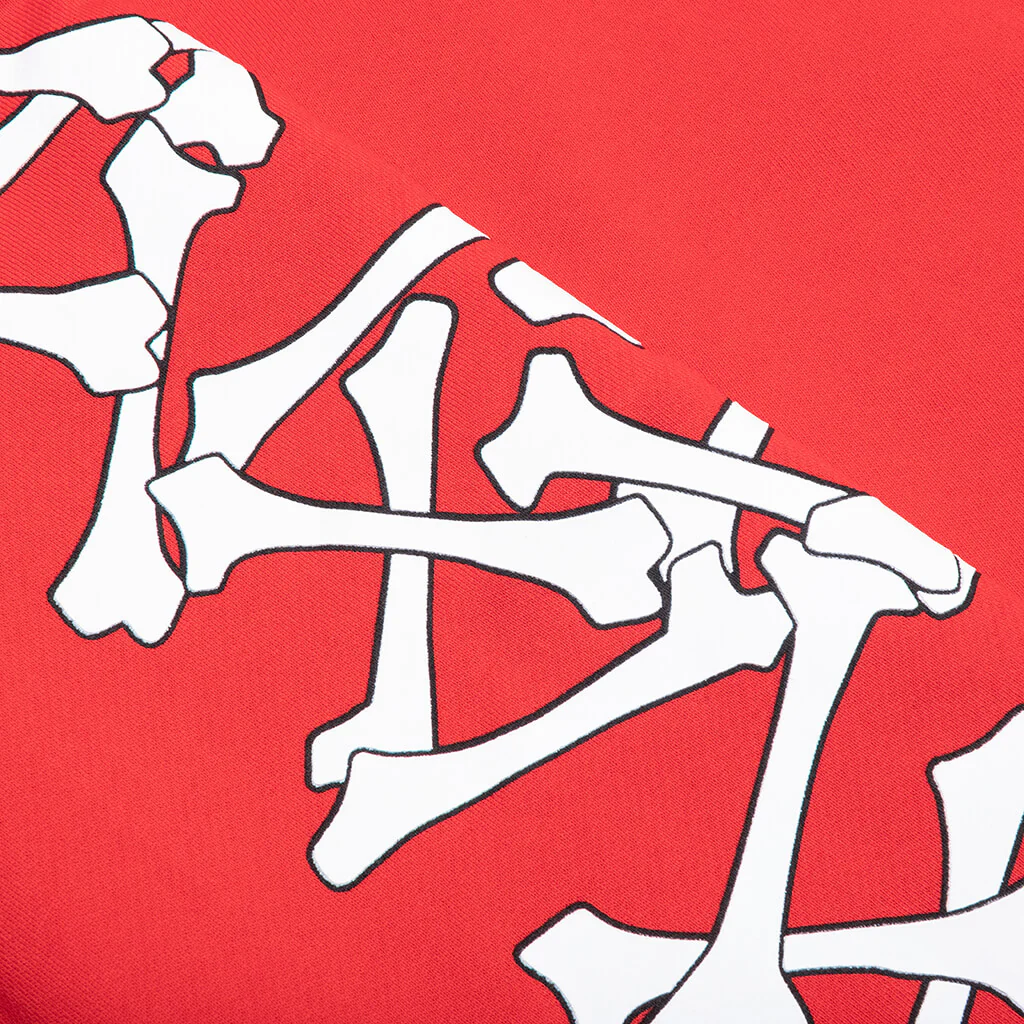 Bones Stacked Hoodie - Red - Image 4