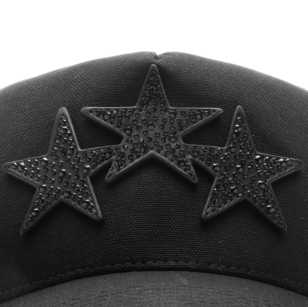 Crystal 3 Star Trucker Hat - Black/Black - Image 2