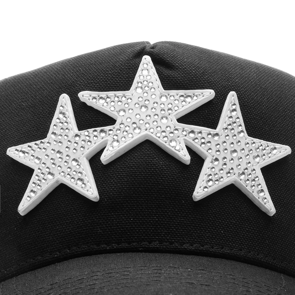 Crystal 3 Star Trucker Hat - Black/White - Image 2