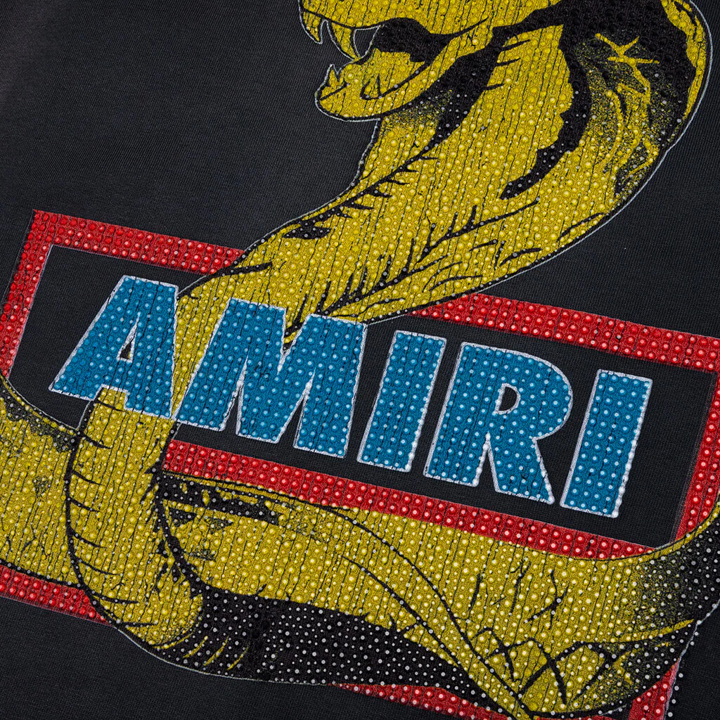 Amiri Crystal Cobra Oversized Tee - Black - Image 3