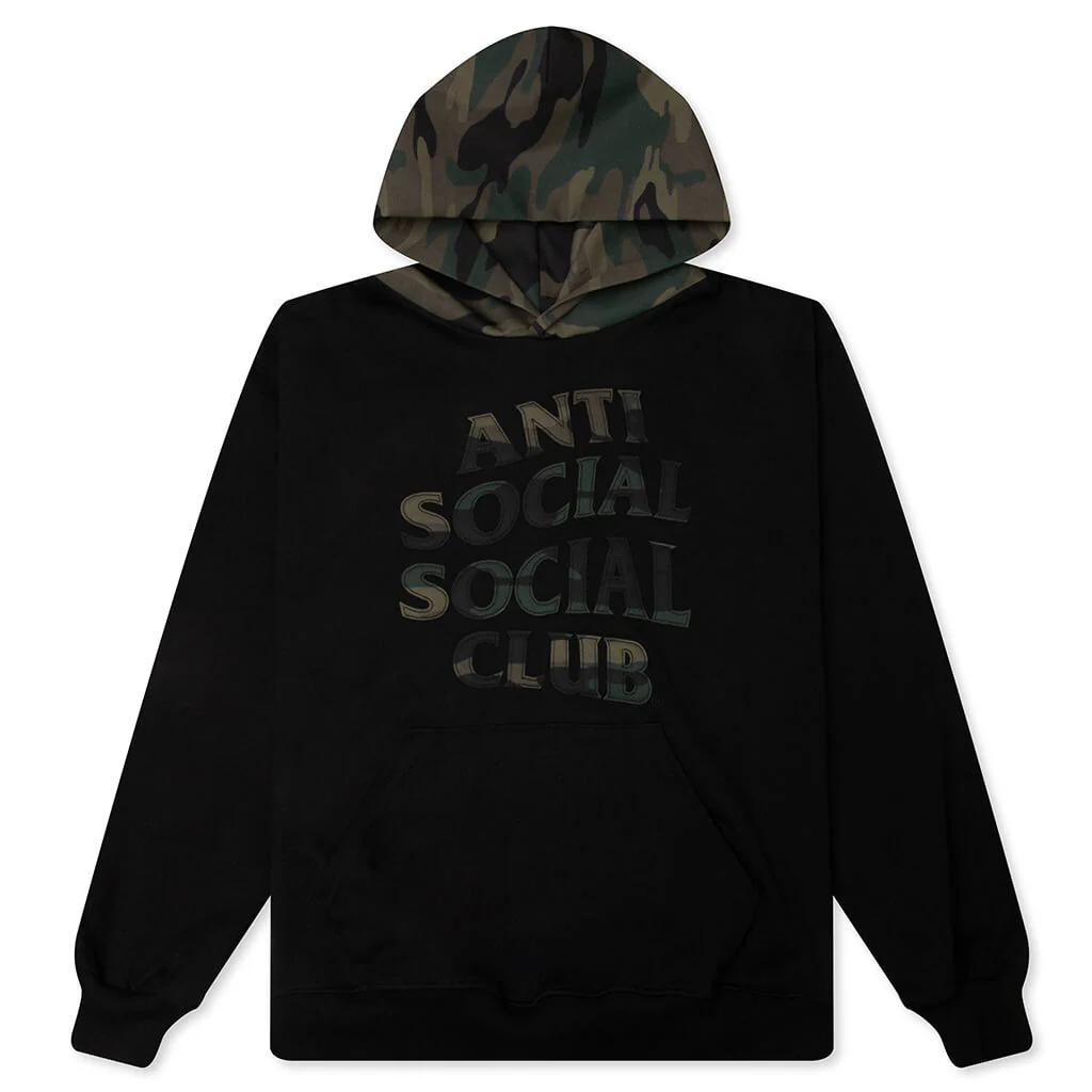 Camo Applique Hoodie - Black/Camo