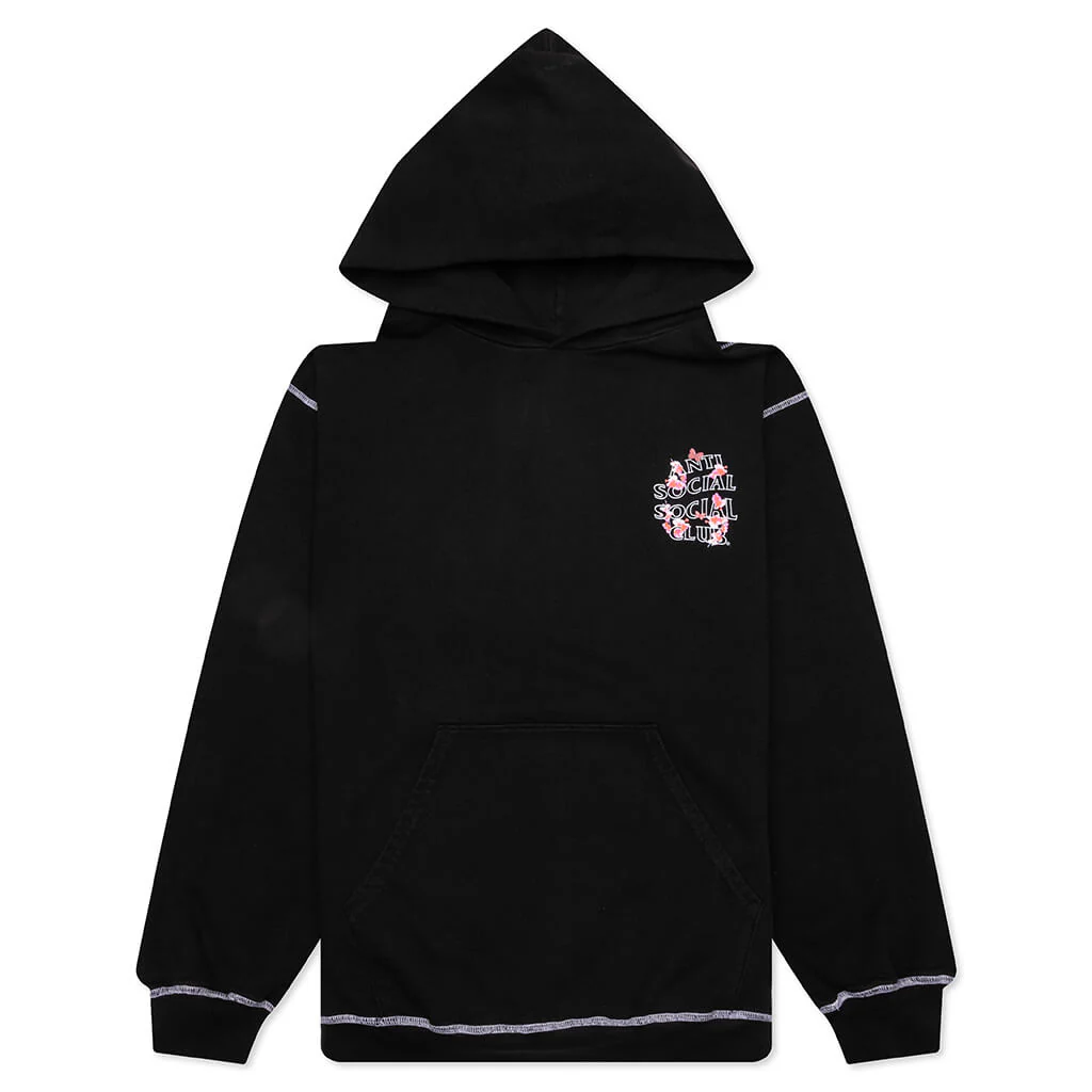 Contrast Stitch Hoodie - Black