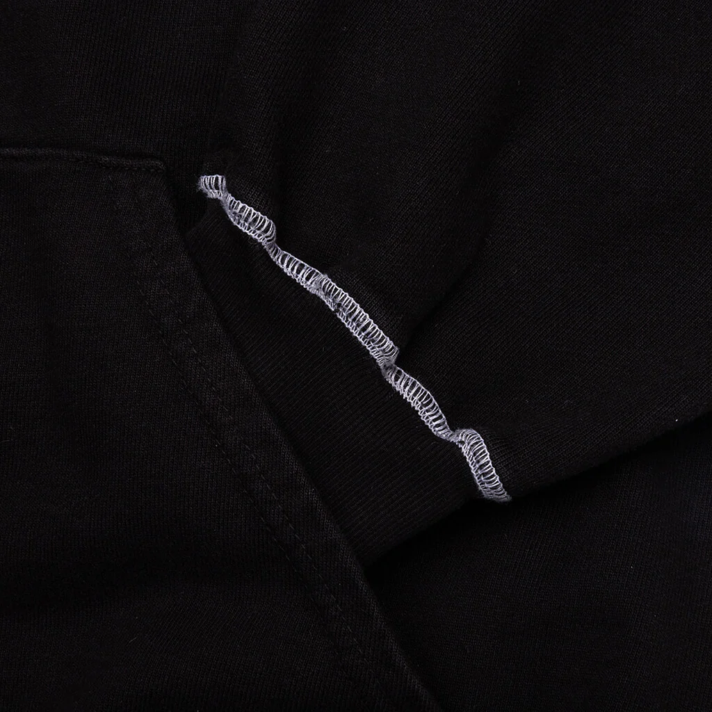Contrast Stitch Hoodie - Black - Image 4