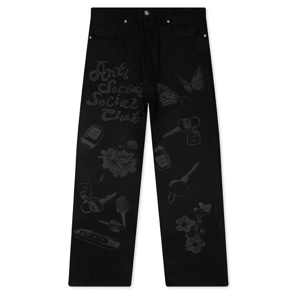 Laser Etched Jeans - Black