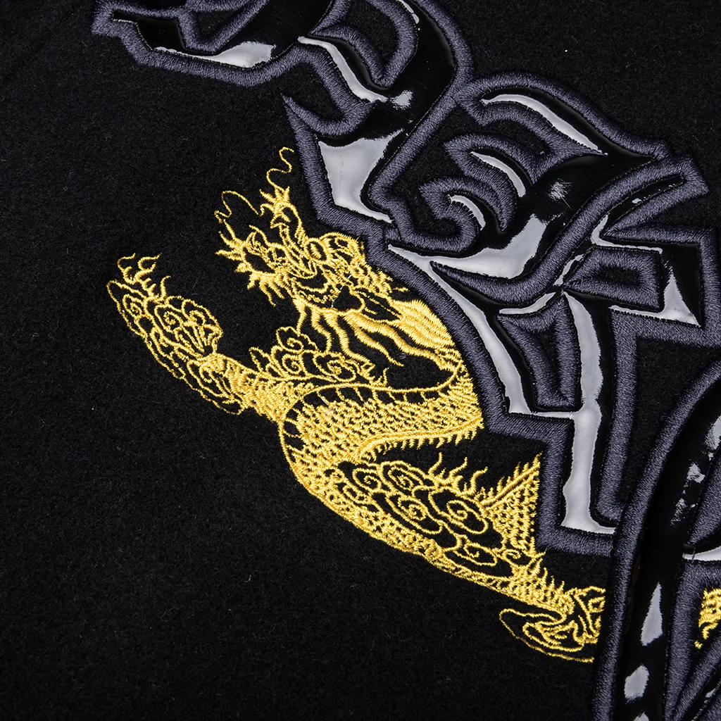 Dragon Embroidered Varsity Jacket - Black - Image 4
