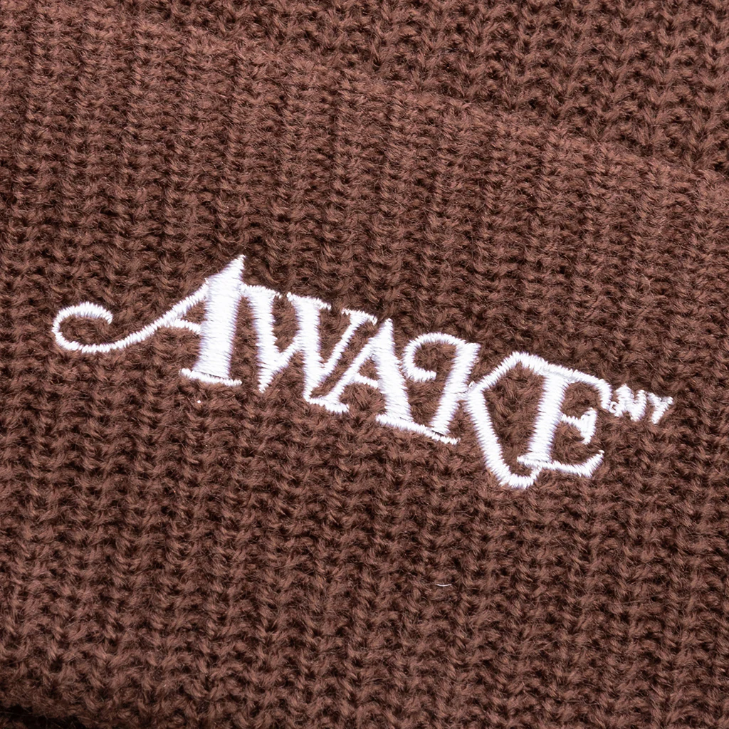 Loose Gauge Knit Beanie - Brown - Image 2