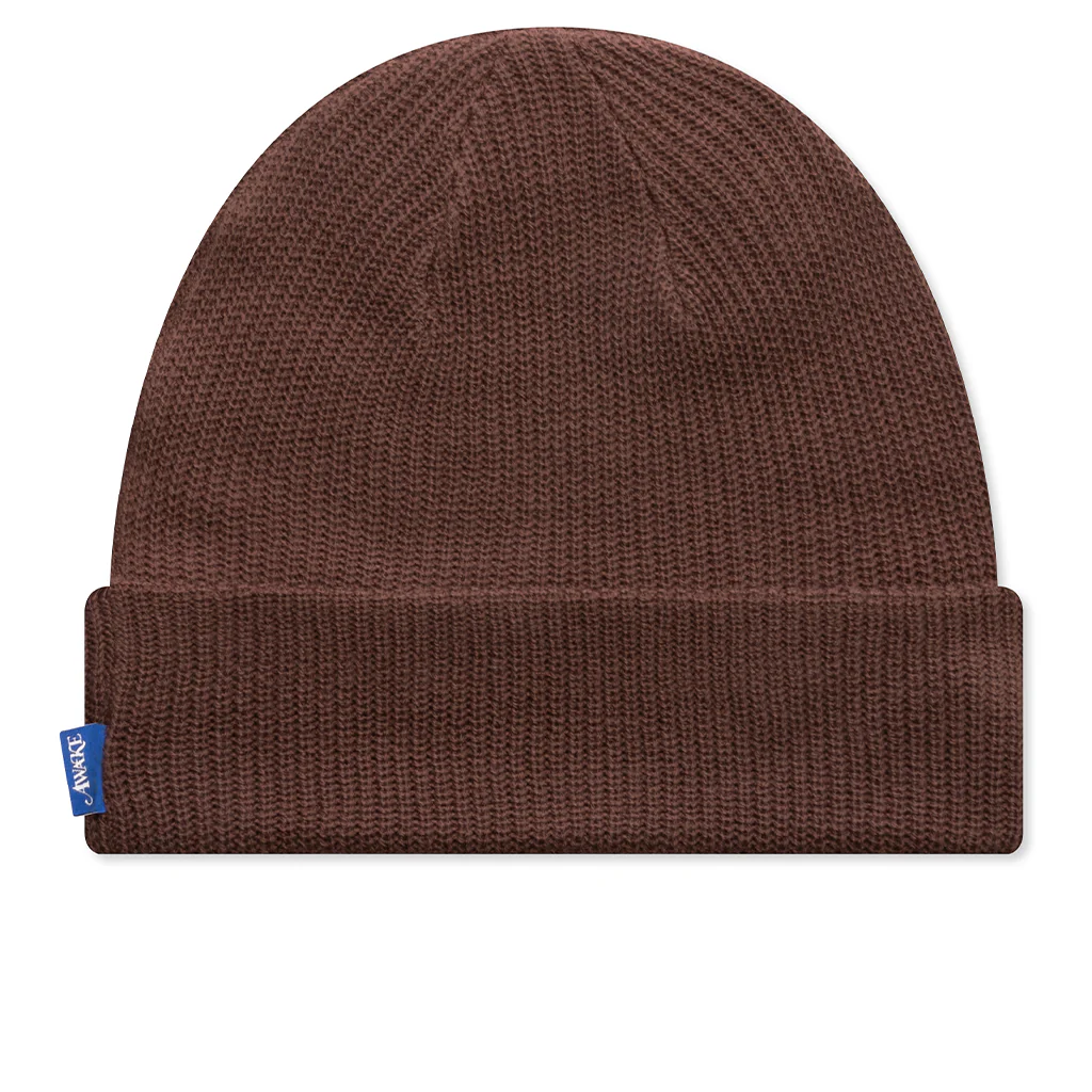Loose Gauge Knit Beanie - Brown - Image 3