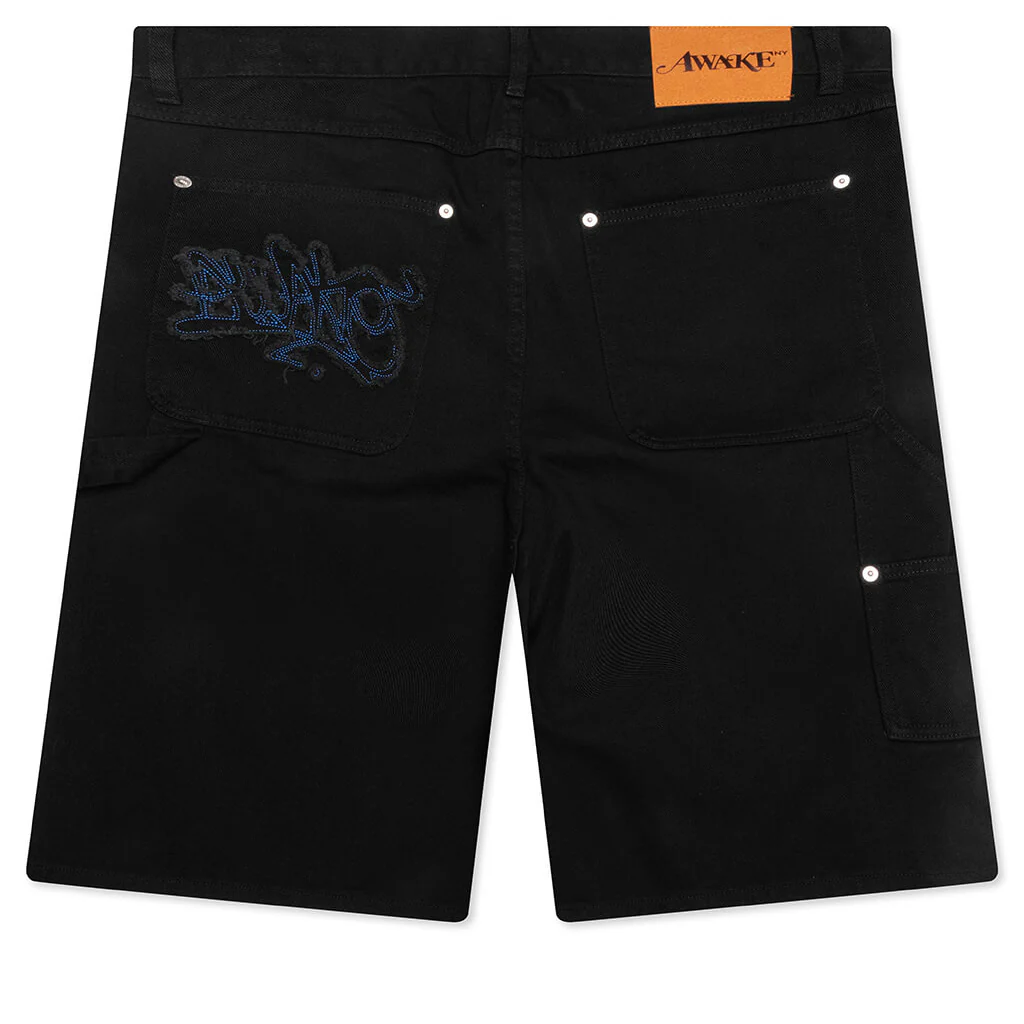 Frayed Script Painter Shorts - Black - Image 2