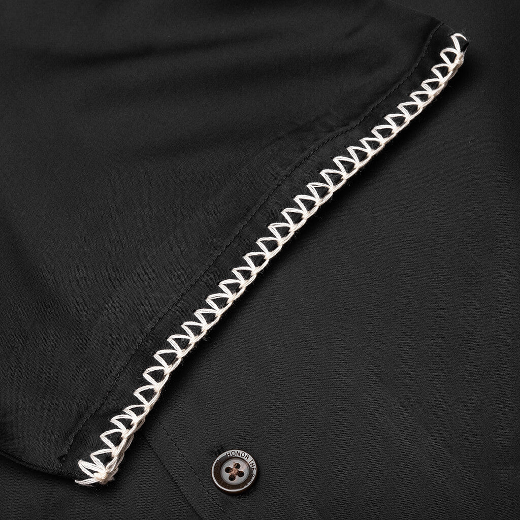 B-Summer Blanket Stitch Woven Shirt - Black - Image 5