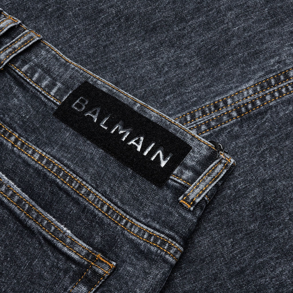 6 Pocket Slim Denim Pants - Black - Image 3