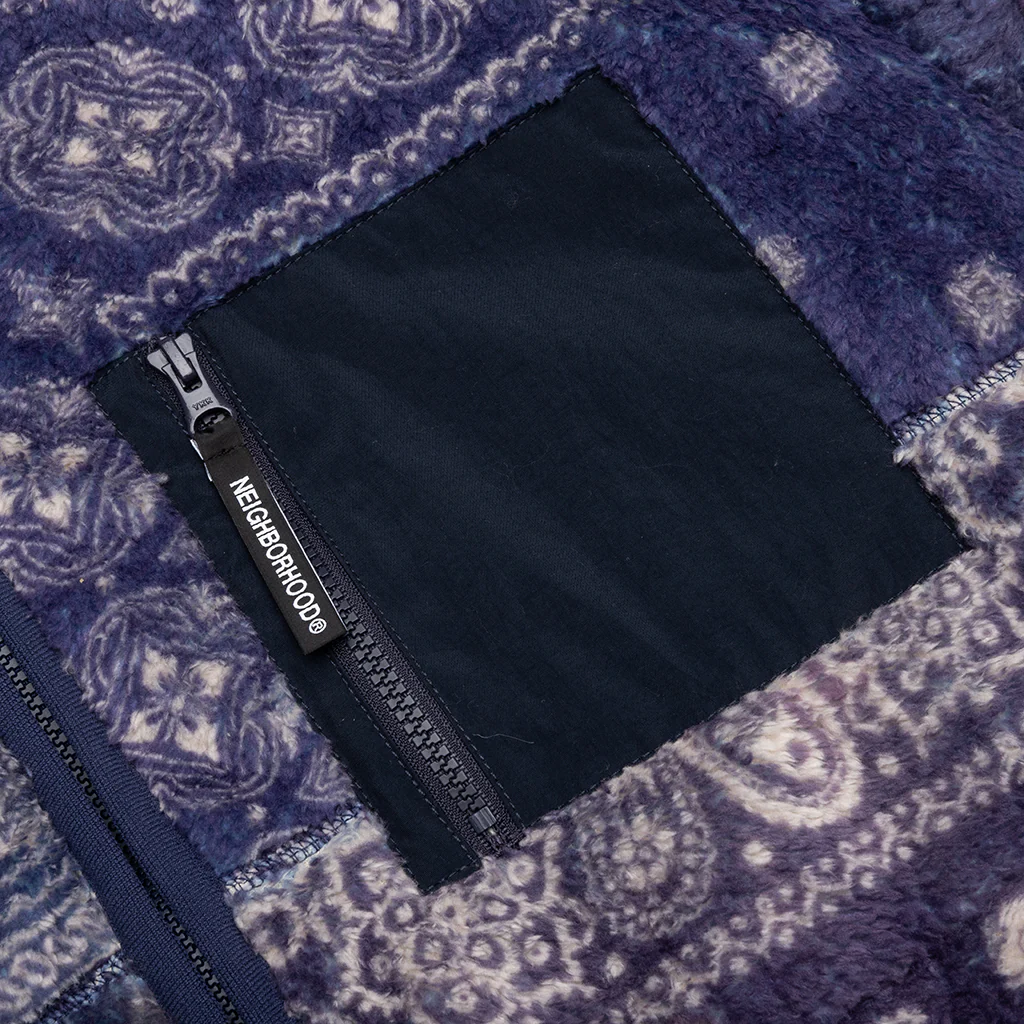 Bandana Pattern Fleece Jacket - Navy - Image 3