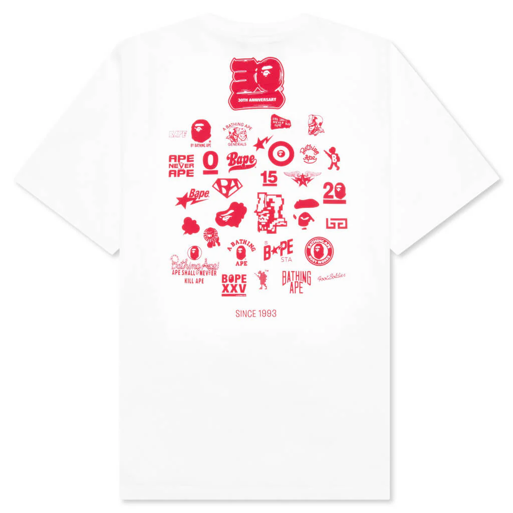 Bape 30 Th Anniversary Tee #2 - White/Red - Image 2