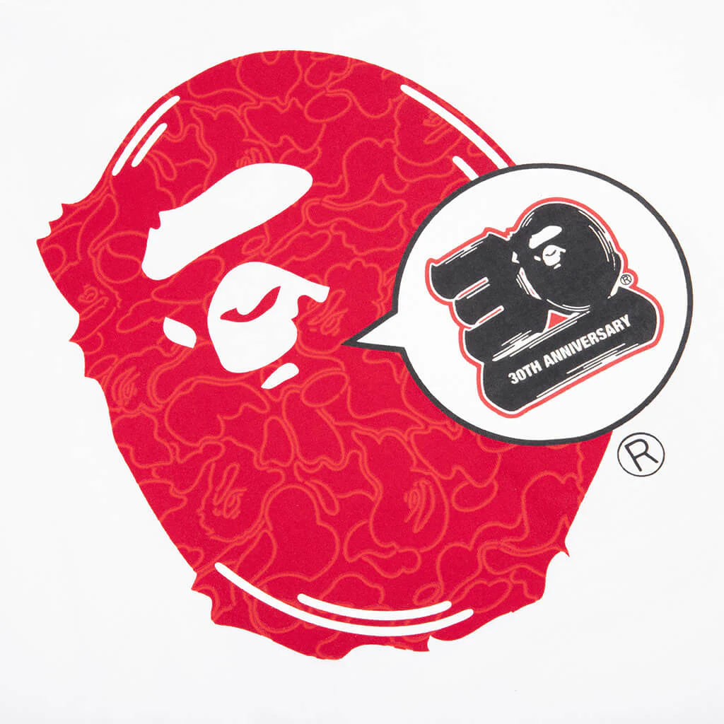 Bape 30th Anniversary Ape Head Tee - White/Red - Image 3