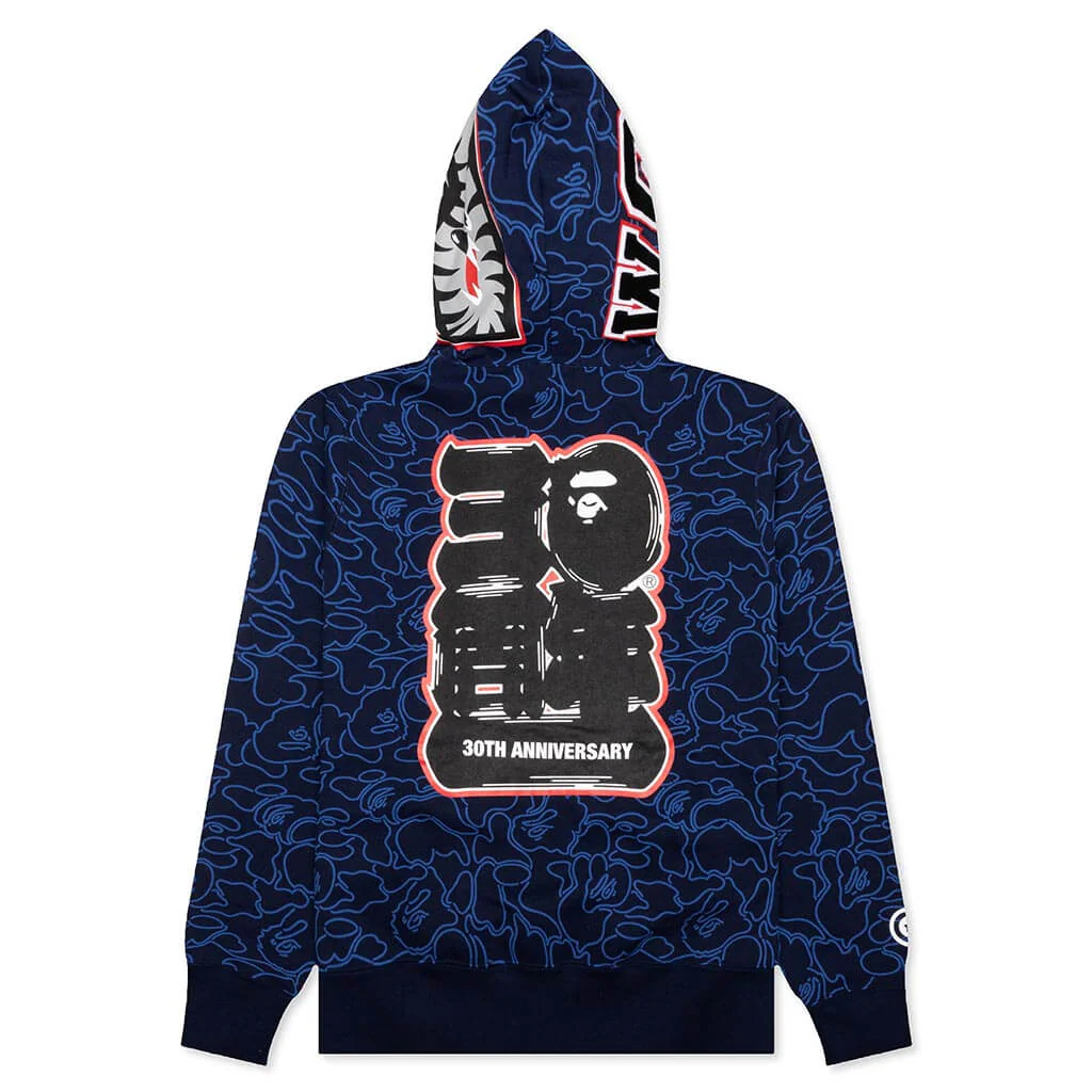 Bape 30th Anniversary Line Camo Shark Full Zip Hoodie - Navy - Image 2