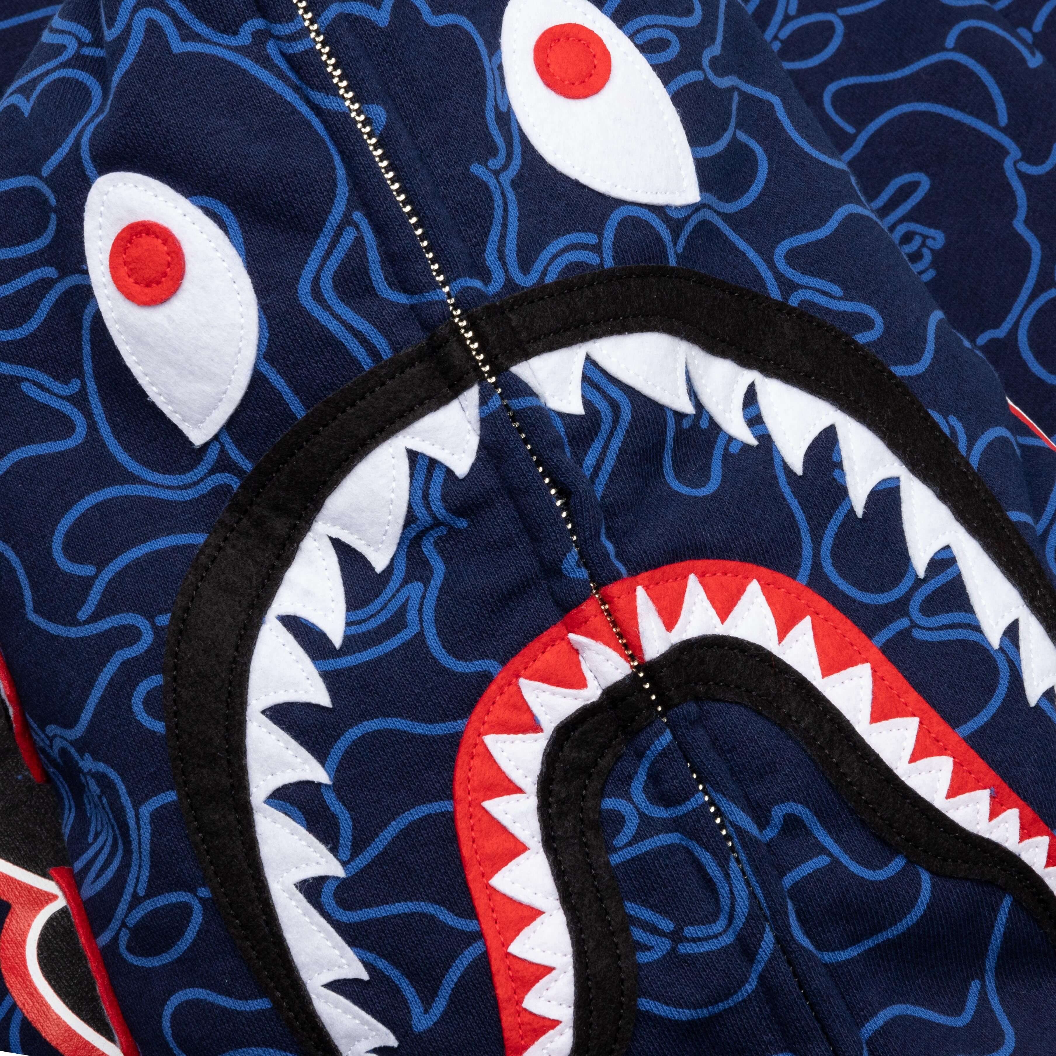 Bape 30th Anniversary Line Camo Shark Full Zip Hoodie - Navy - Image 3