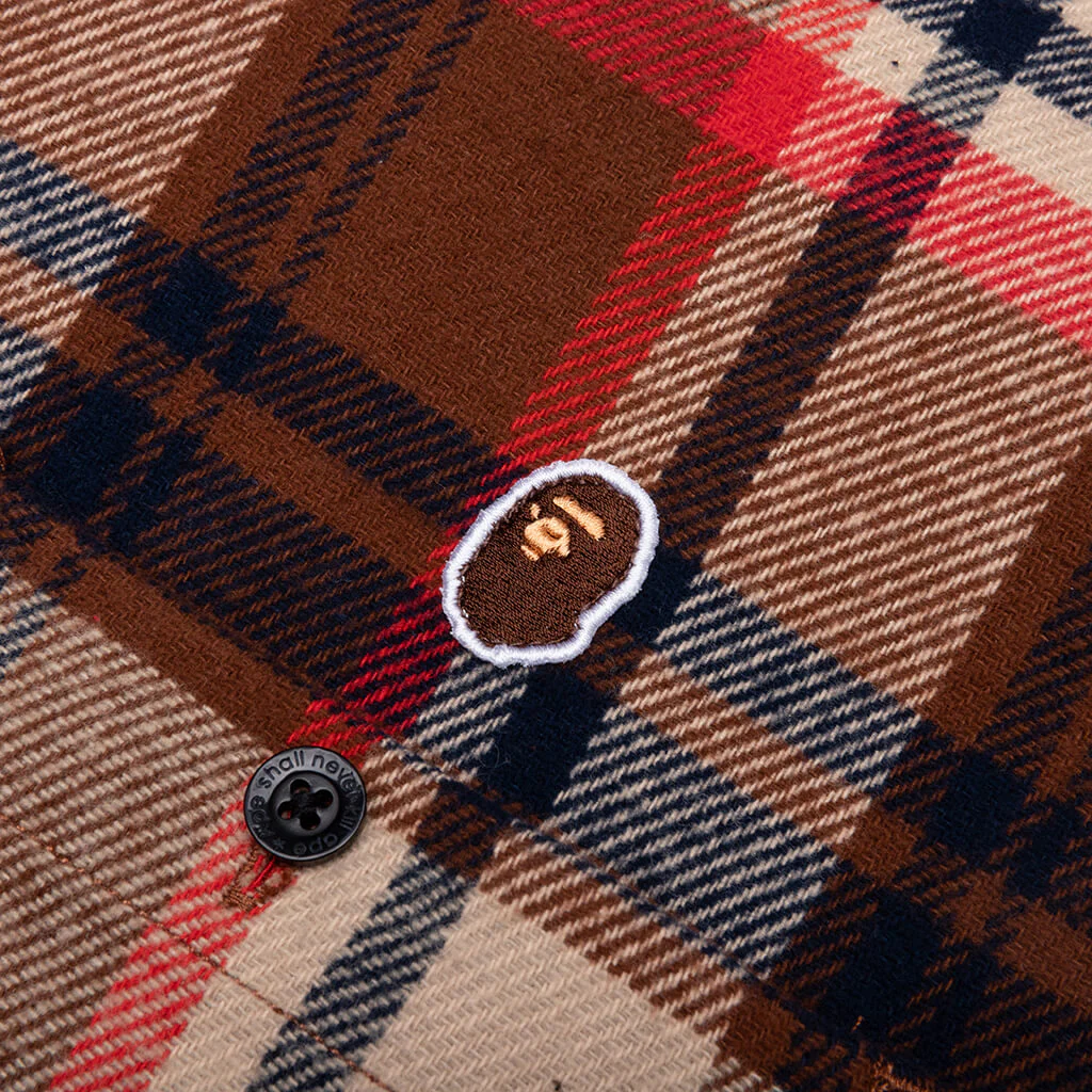 Bape Check Ape Head One Point Flannel Shirt - Red - Image 3