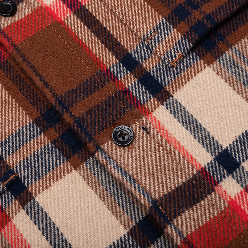 Bape Check Ape Head One Point Flannel Shirt - Red - Image 4