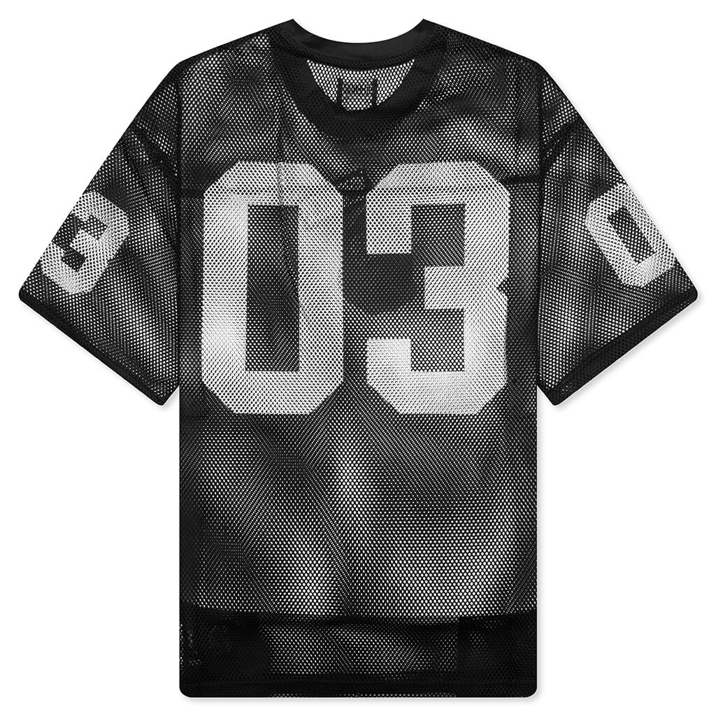 Varsity S/S Crop Fit Knit Football Jersey - Black - Image 2