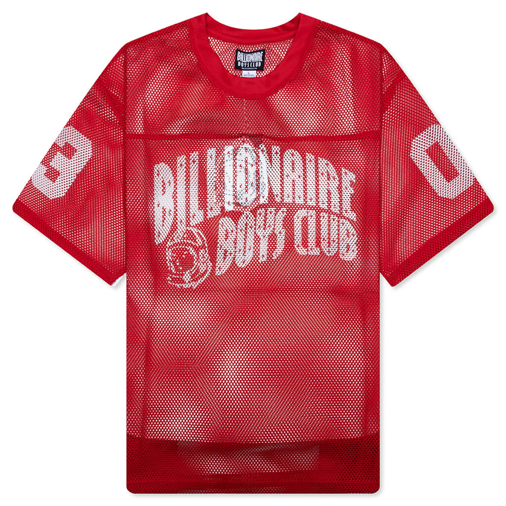 Varsity S/S Crop Fit Knit Football Jersey - Red
