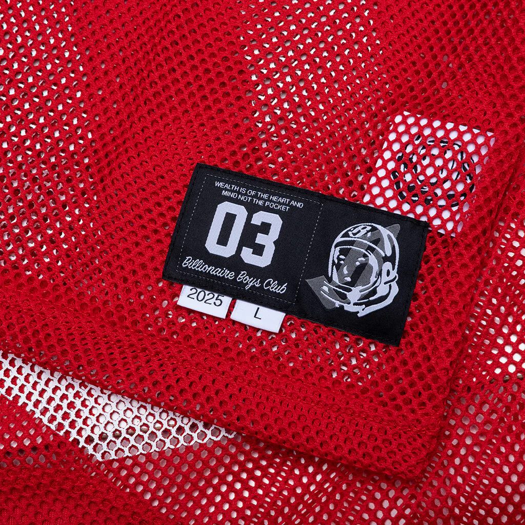 Varsity S/S Crop Fit Knit Football Jersey - Red - Image 3