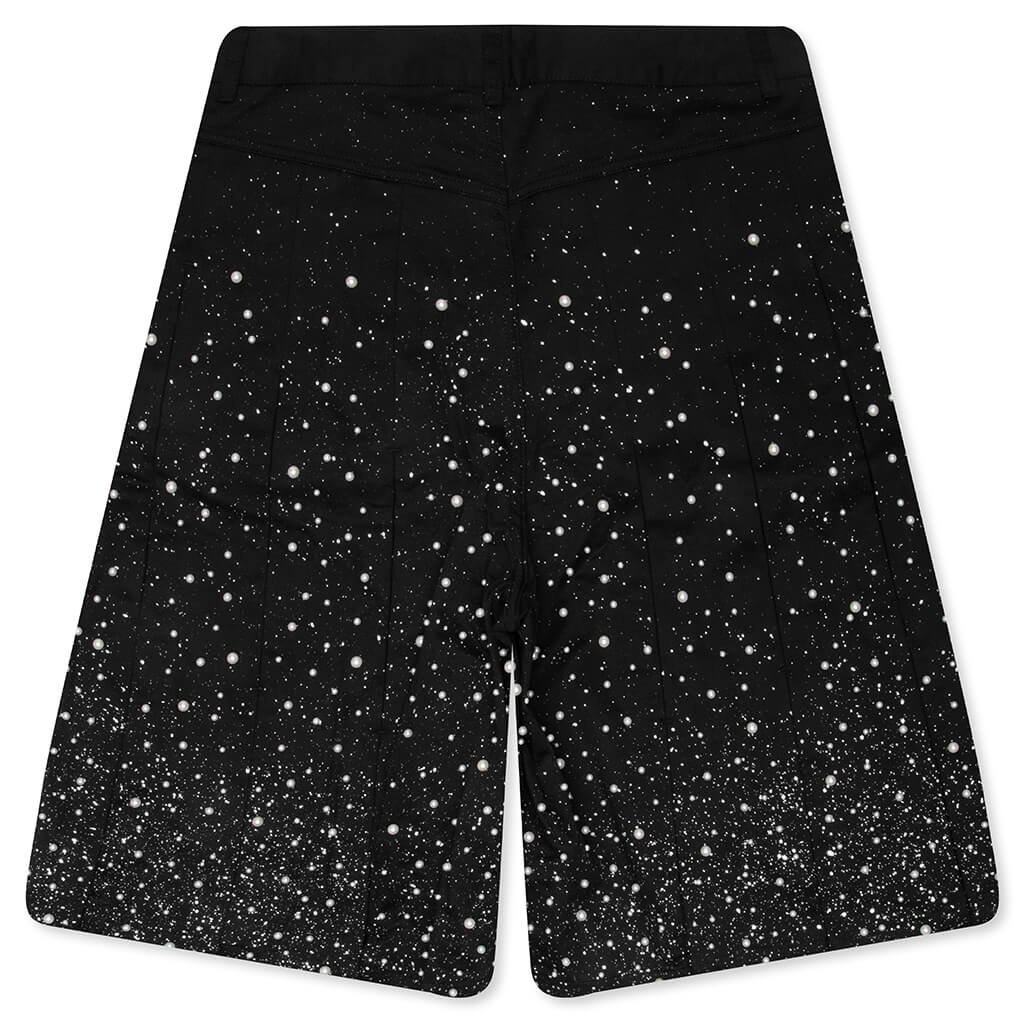 Pearl Pleated Wide Shorts - Black - Image 2