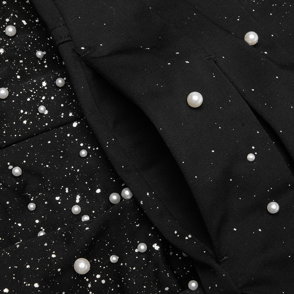 Pearl Pleated Wide Shorts - Black - Image 4