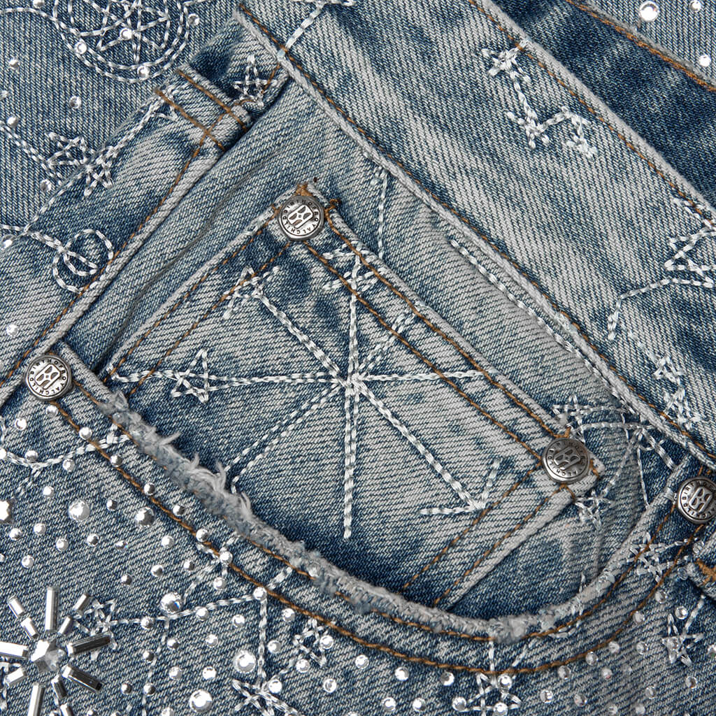 20K Zodiac Diamond Denim Pants - Blue - Image 4