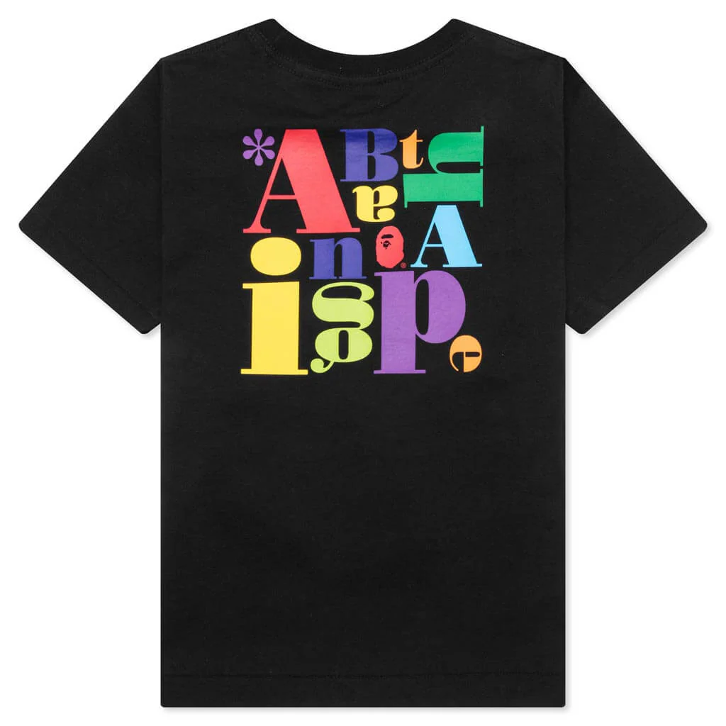 Kid's Colorful A Bathing Ape Logo Tee - Black - Image 2