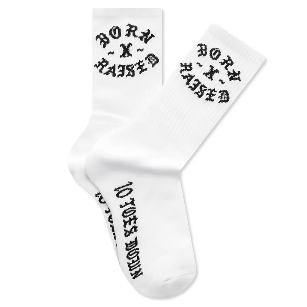 10 Toes Down Rocker Socks - White