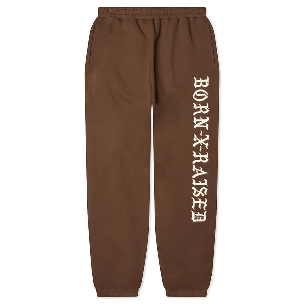 Embroidered Sweatpants - Walnut W/ Cream