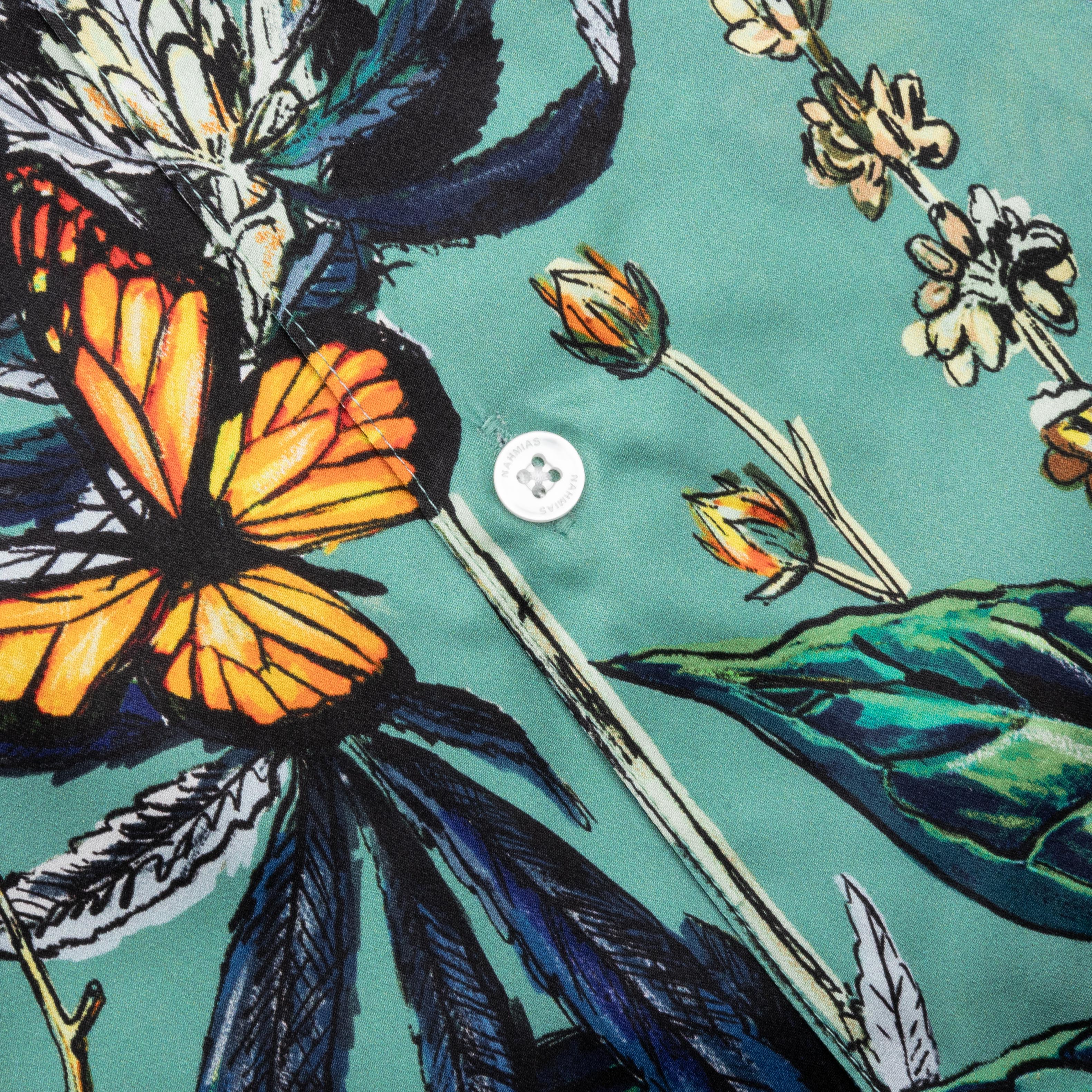 Botanical Silk S/S Shirt - Ocean Botanical - Image 4