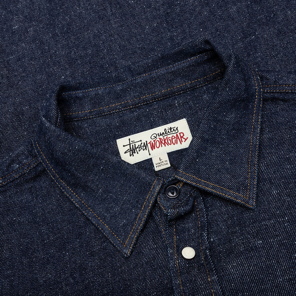 Boxy Western Denim L/S Shirt - Dark Denim - Image 3