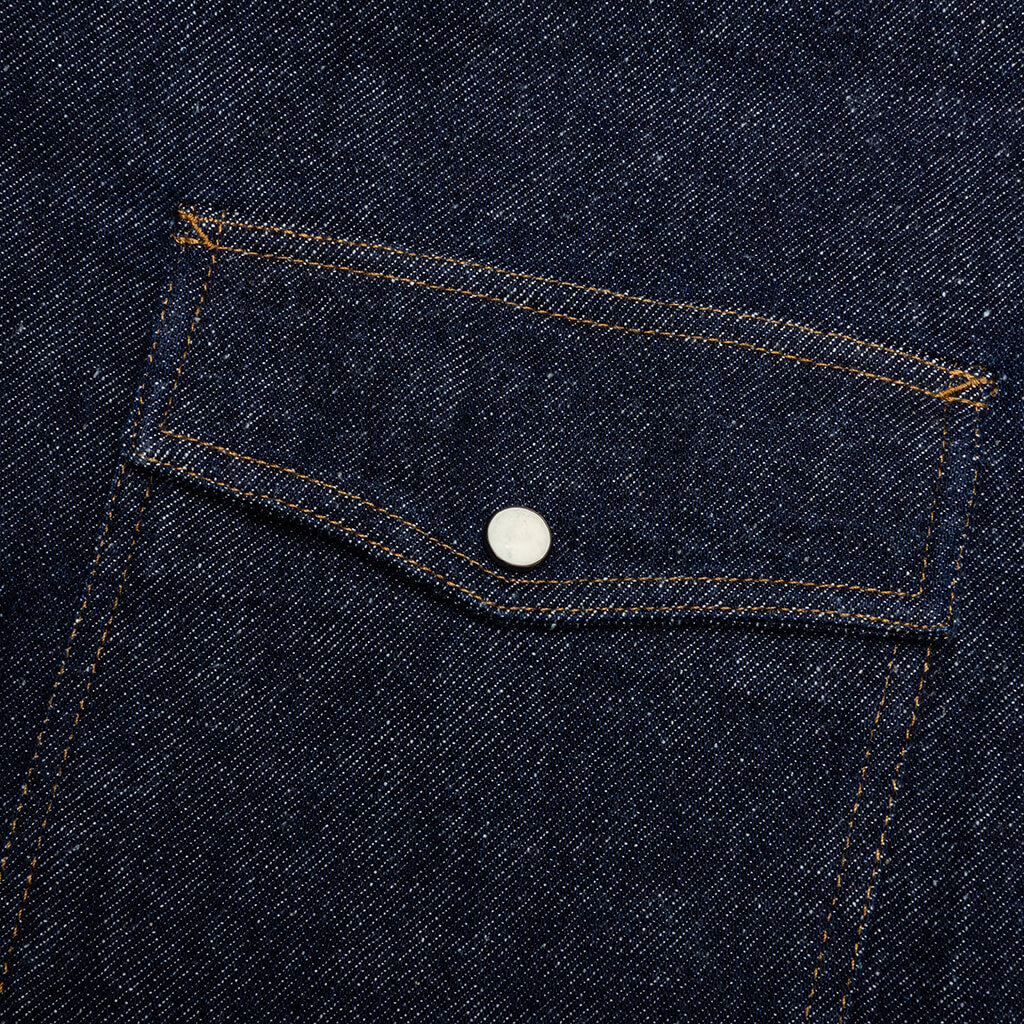 Boxy Western Denim L/S Shirt - Dark Denim - Image 4