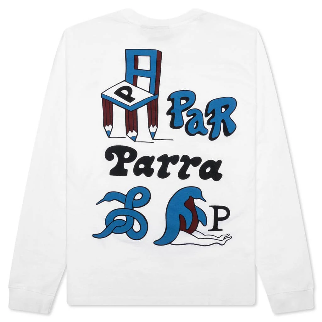Chair Pencil Long Sleeve T-Shirt - White - Image 2