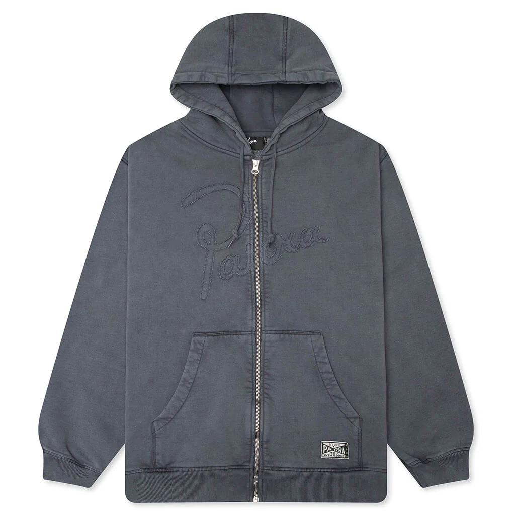 Not Fade Away Zip Hooded Sweatshirt - Washed Dark Grey