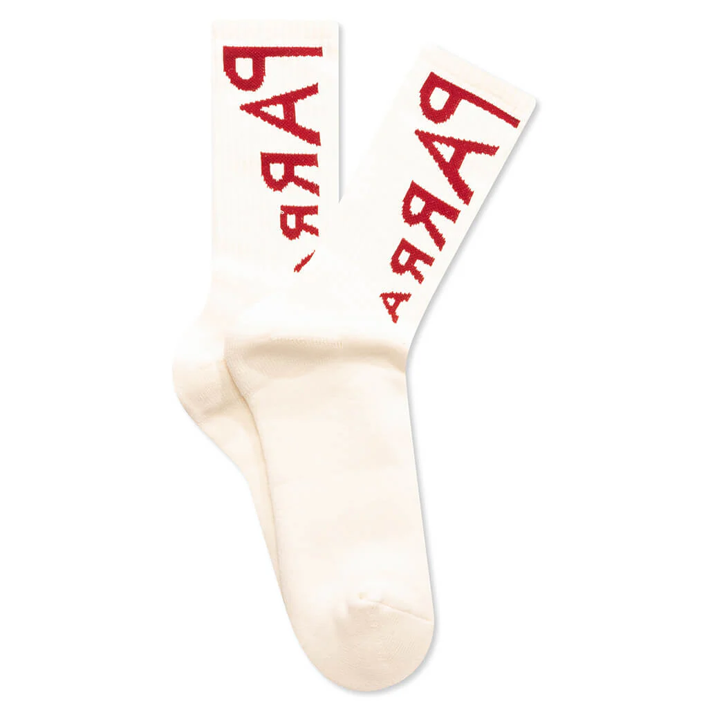 Reversed Flag Logo Crew Socks - Off White