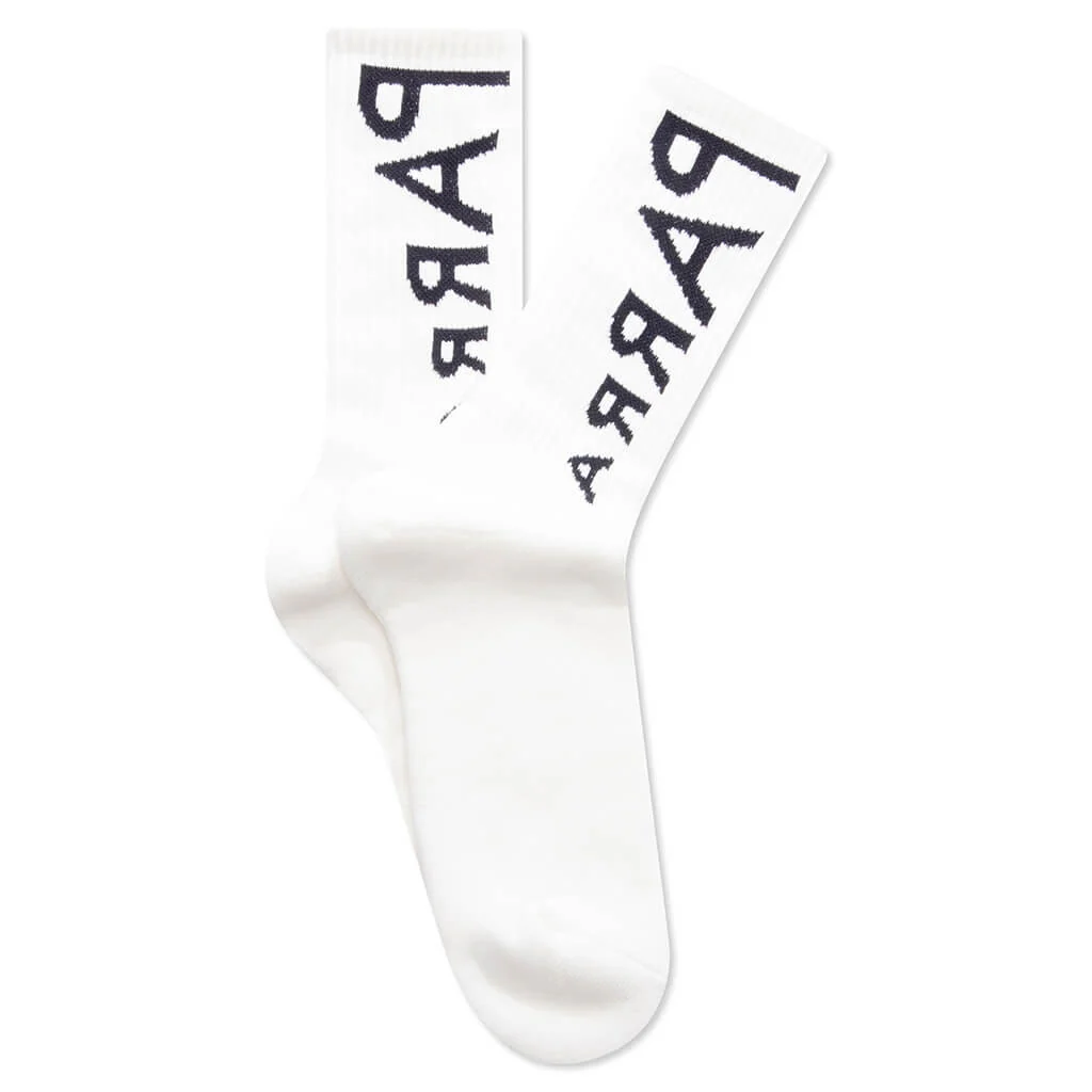 Reversed Flag Logo Crew Socks - White