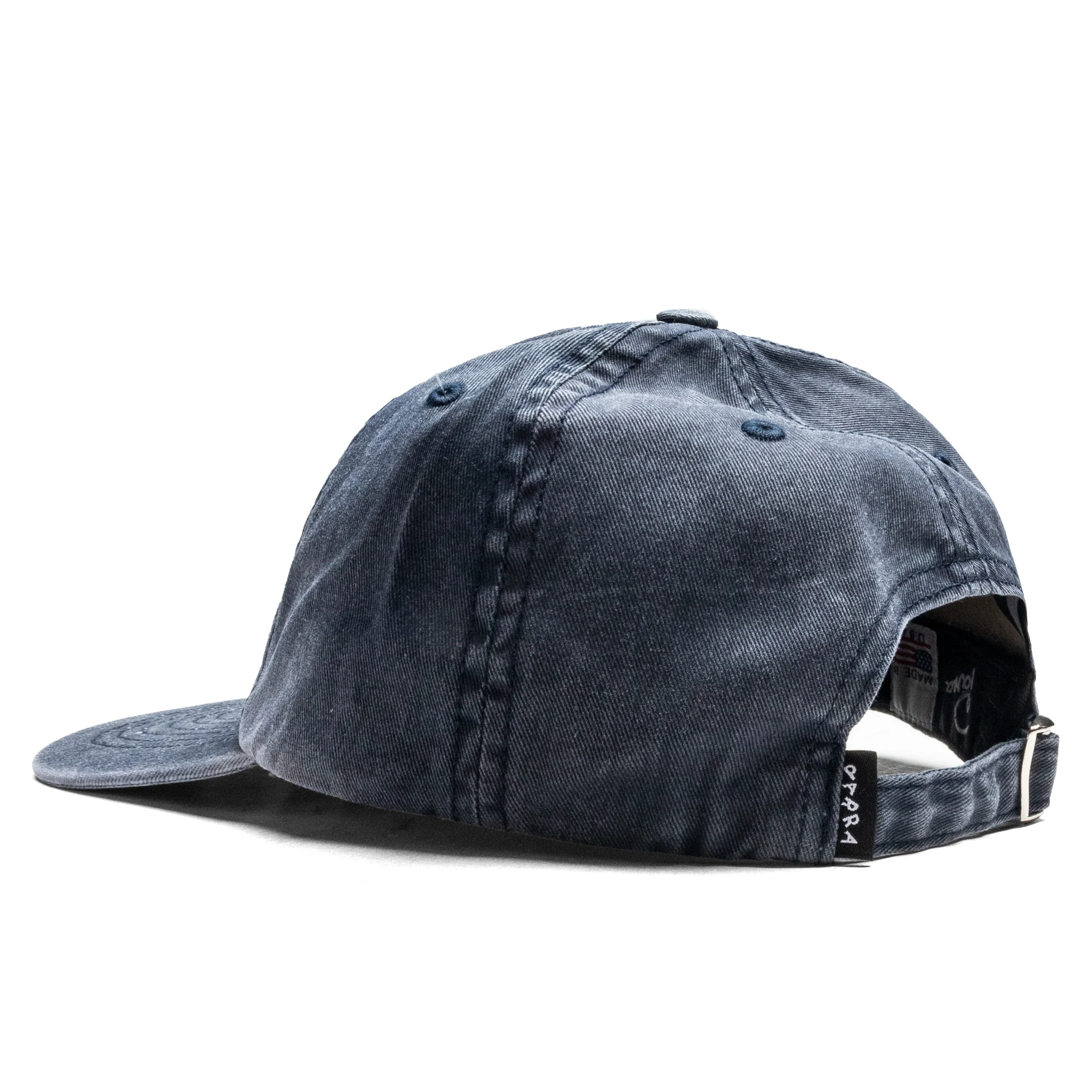 Scripted 6 Panel Hat - Washed Navy Blue - Image 4