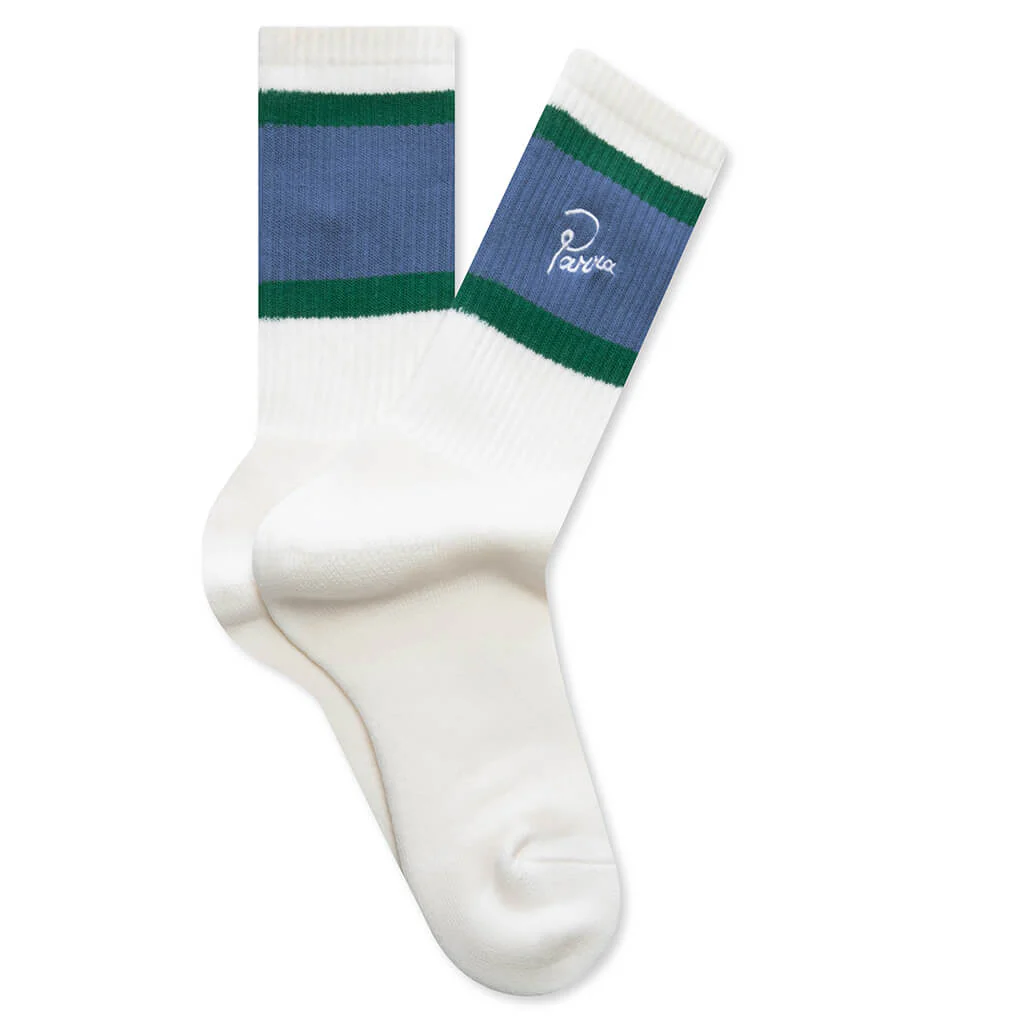 Signature Striped Crew Socks - White