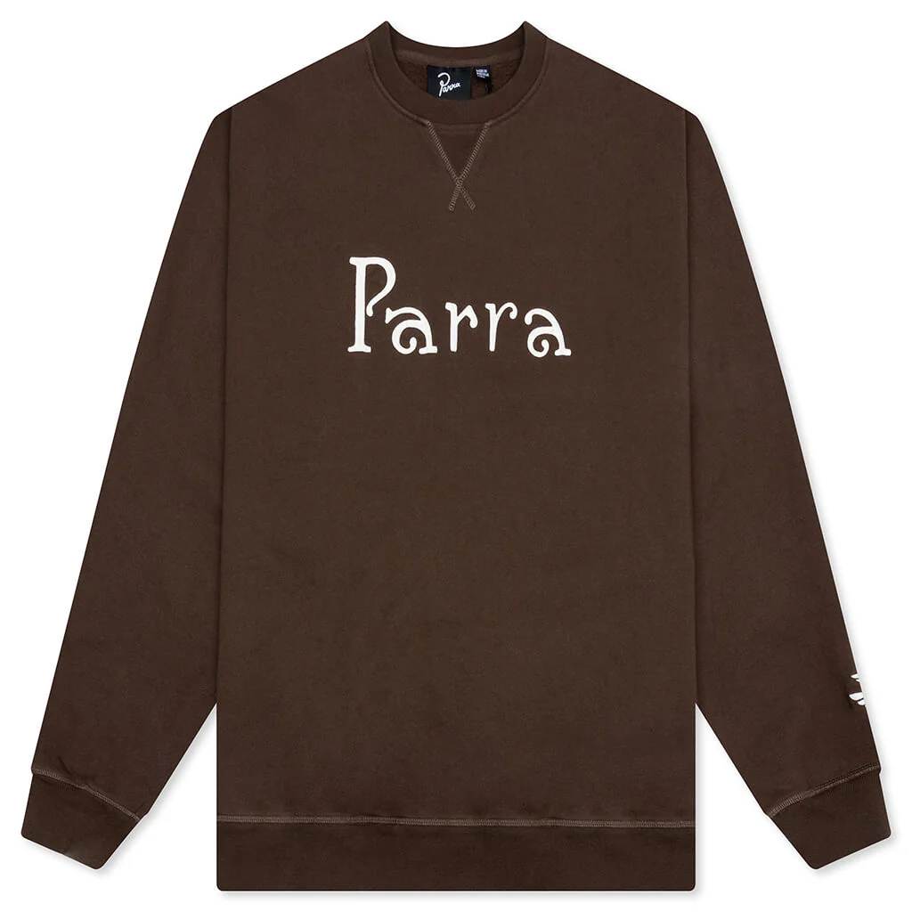 Weird Trad Logo Crew Neck Sweatshirt - Brown
