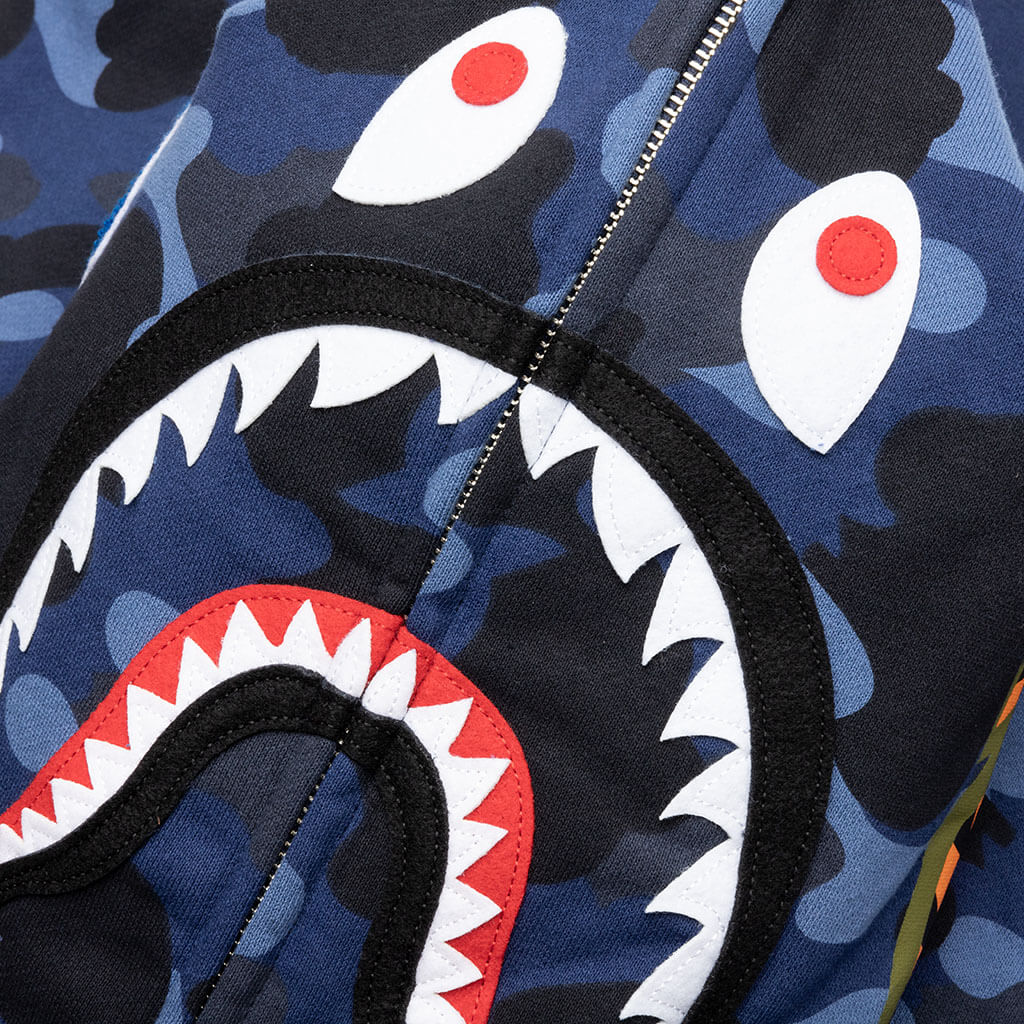 Camo Shark Full Zip Hoodie - Navy - Image 3