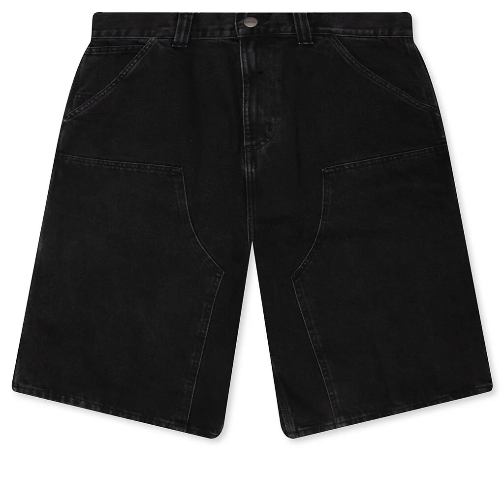 Double Knee Short - Black Stone Washed