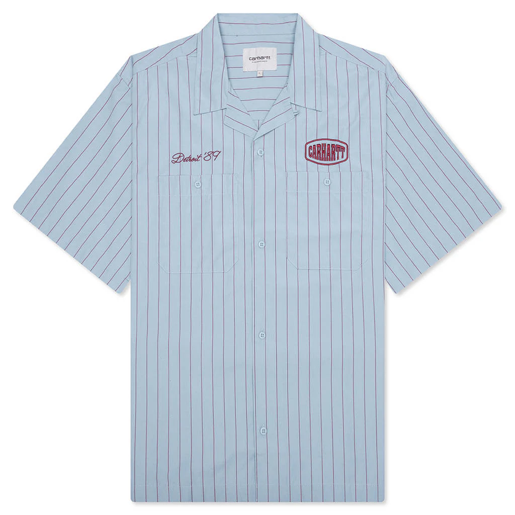 S/S Hendry Shirt - Seaton Stripe/Frosted Blue/Mulberry