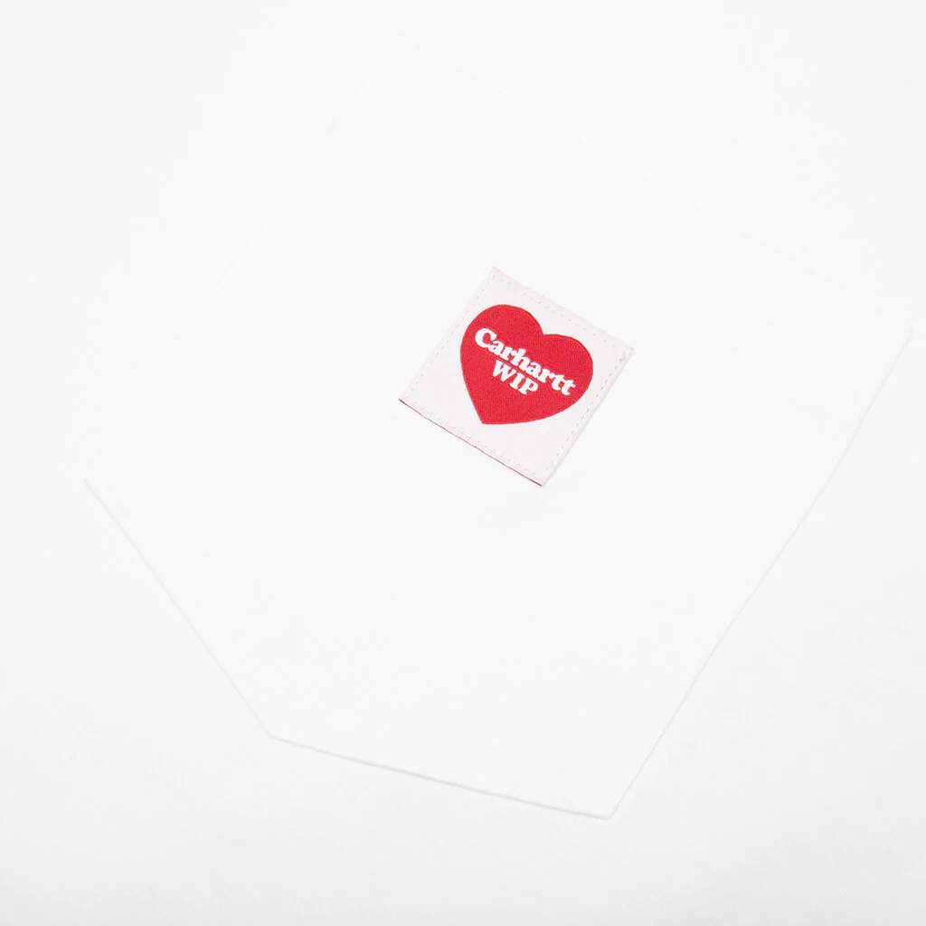 S/S Pocket Heart T-Shirt - White/Red - Image 3