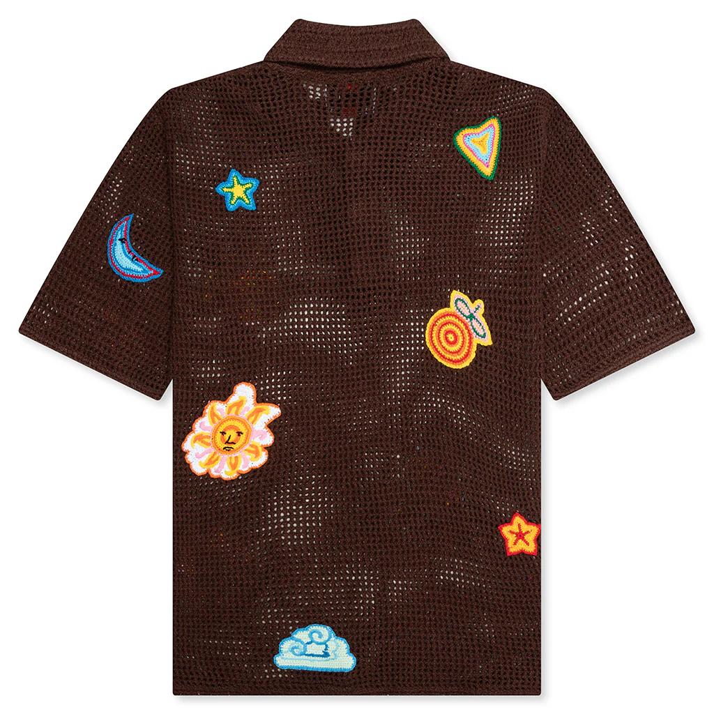 Crochet Polo with Patches - Brown - Image 2